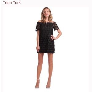 Trina Turk Black Merengue Crocheted Dress